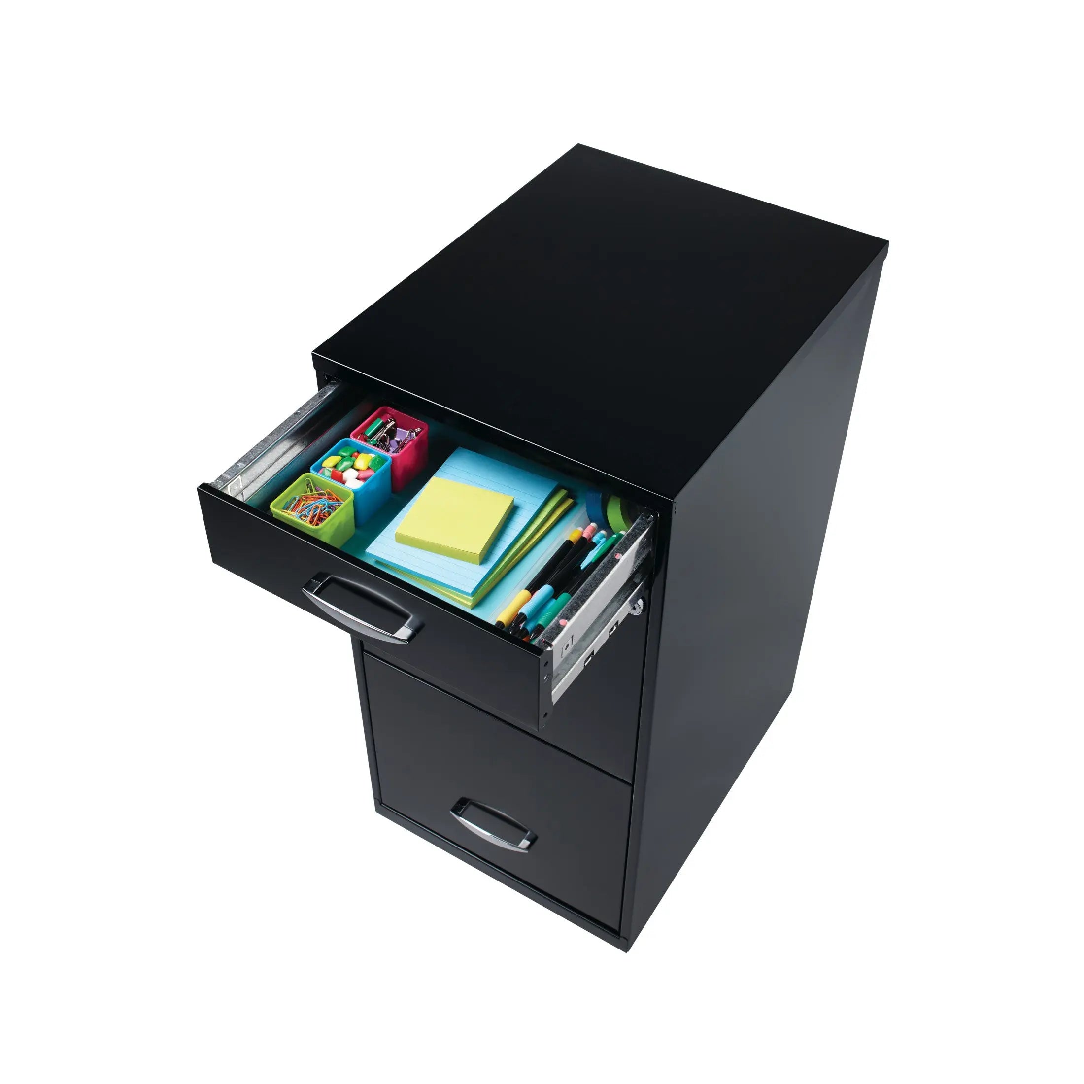 Space Solutions 3 Drawer Letter Width Vertical File Cabinet with Pencil Drawer, Black Hand C Mart