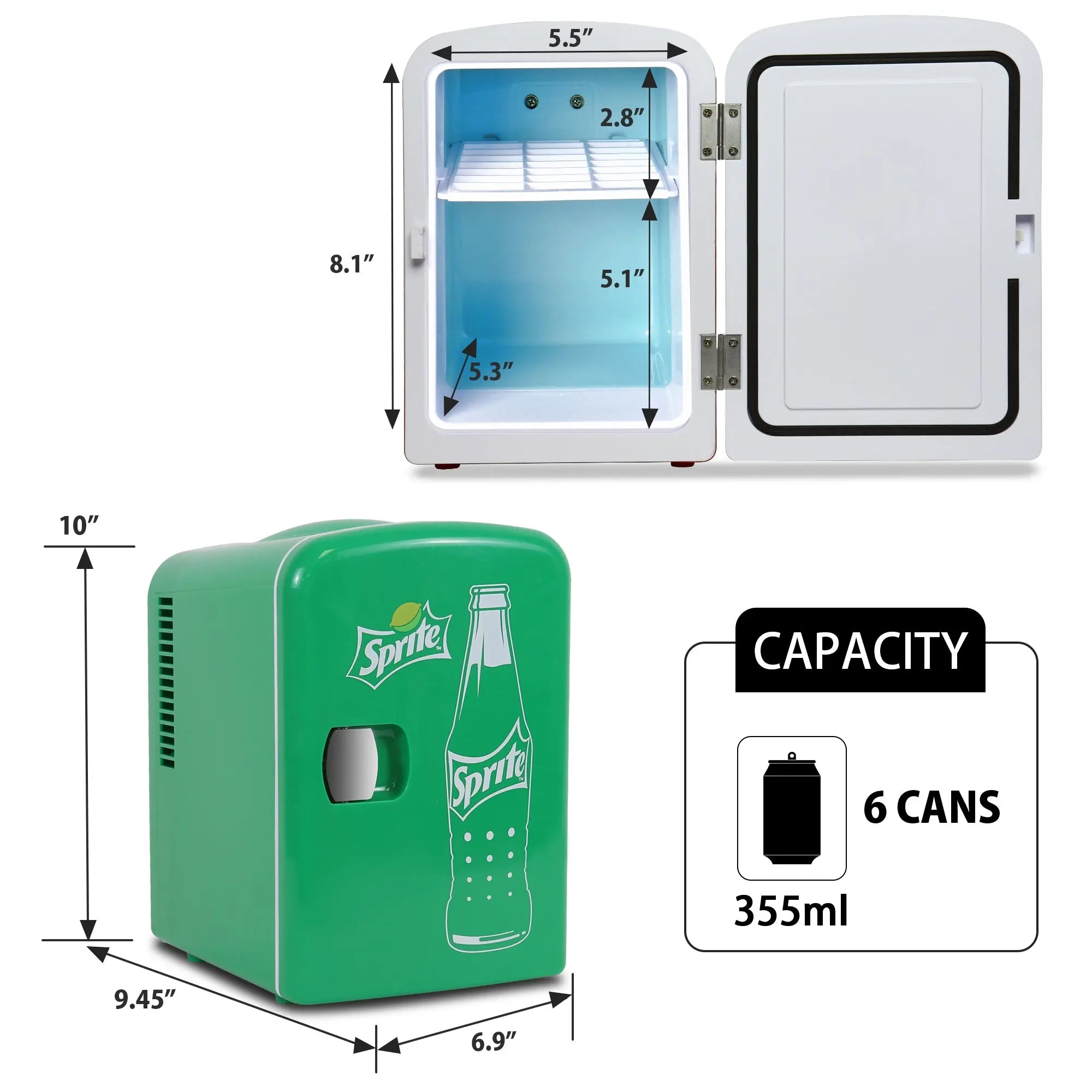 Sprite 6 Can Mini Fridge Portable 4L Mini Cooler Travel Compact Refrigerator Hand C Mart