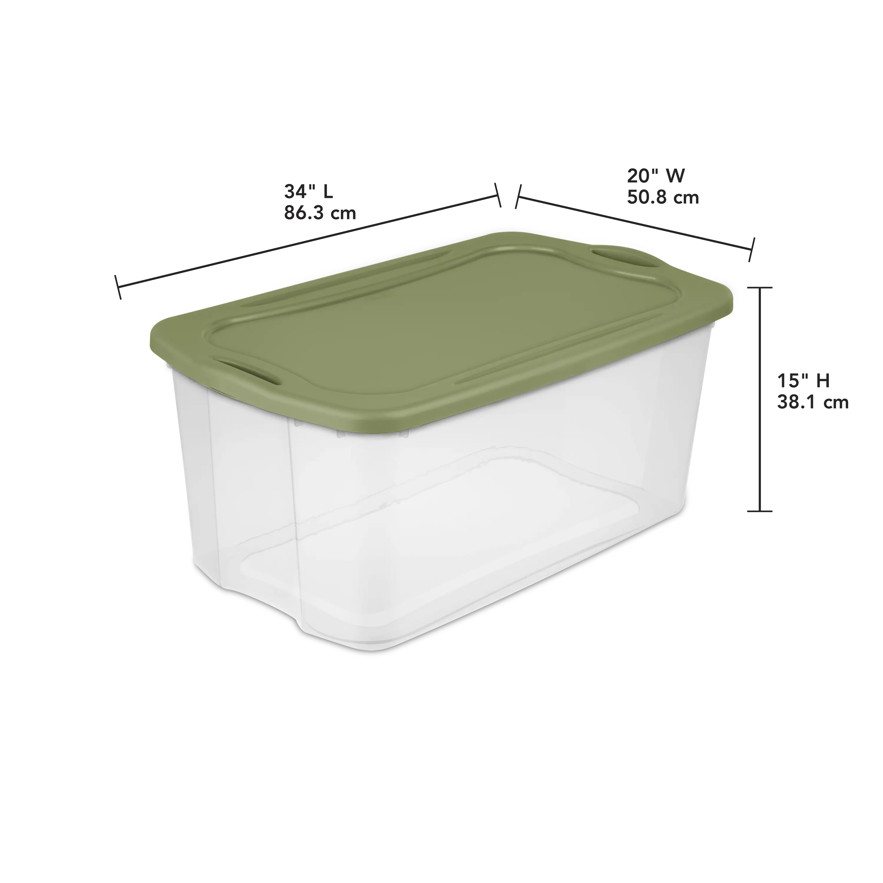 Sterilite 120 Qt. EZ Carry Plastic, Adult, Clear/Sage Legume Hand C Mart