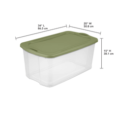 Sterilite 120 Qt. EZ Carry Plastic, Adult, Clear/Sage Legume Hand C Mart