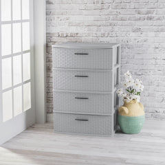 Sterilite 4 Drawer Wide Weave Tower Cement Hand C Mart