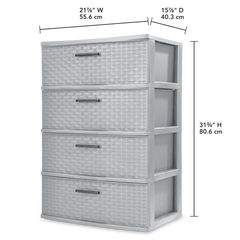 Sterilite 4 Drawer Wide Weave Tower Cement Hand C Mart