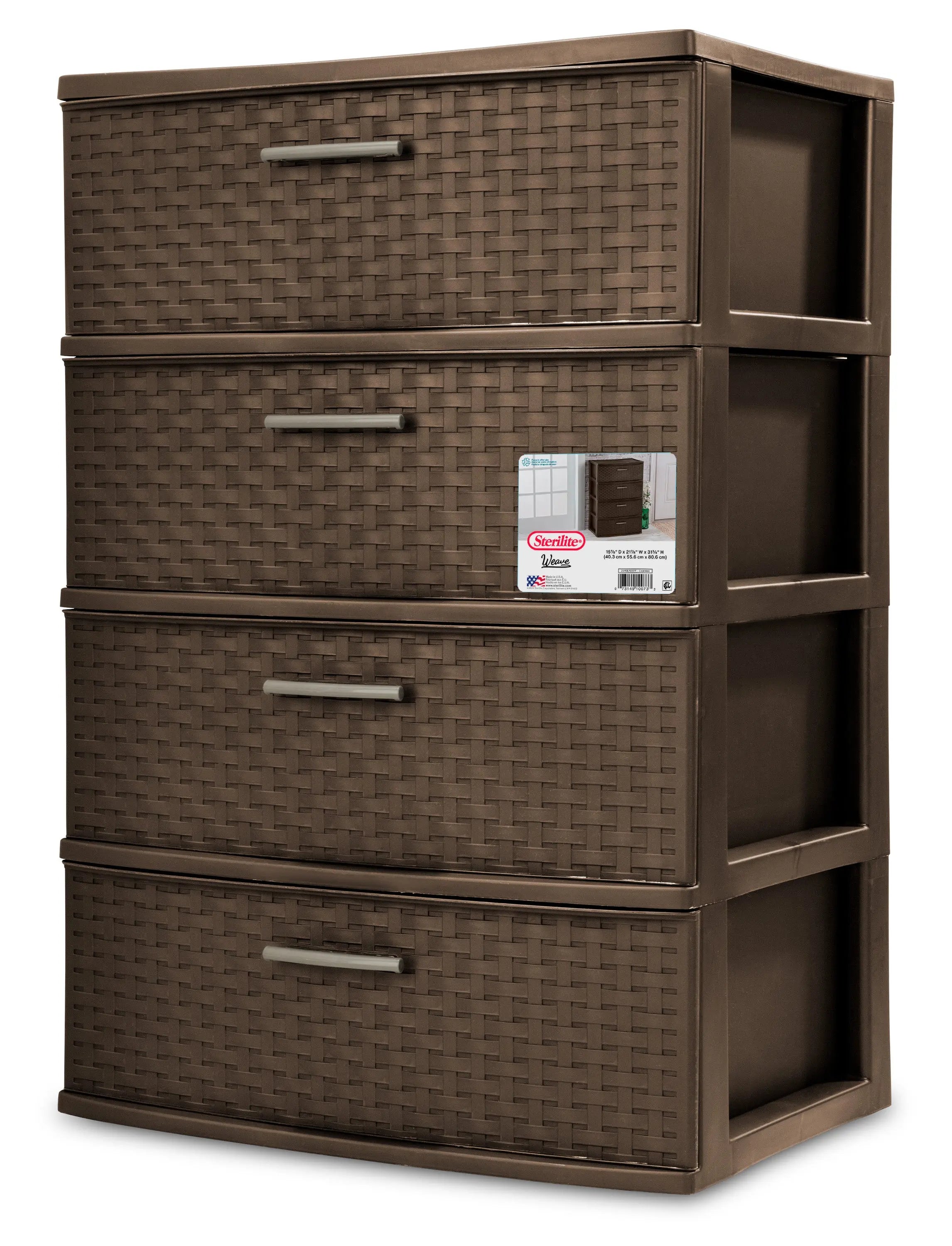 Sterilite 4 Drawer Wide Weave Tower Espresso Hand C Mart