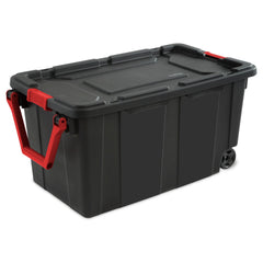 Sterilite 40 Gallon Wheeled Industrial Tote Plastic, Black, Set of 2 Hand C Mart