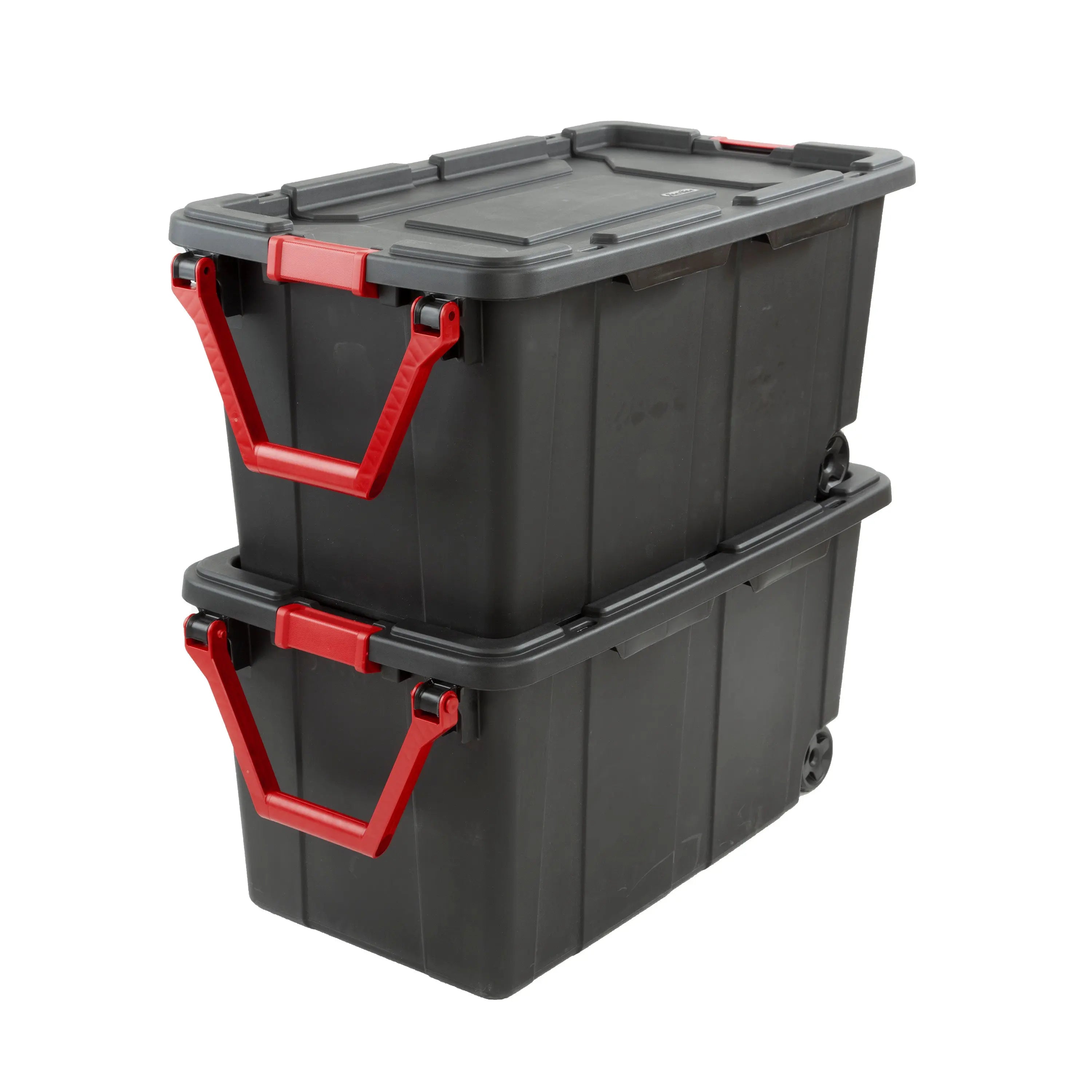 Sterilite 40 Gallon Wheeled Industrial Tote Plastic, Black, Set of 2 Hand C Mart