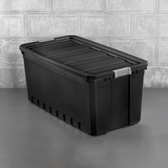 Sterilite 50 Gallon Stacker Tote Plastic, Black, Set of 3 Hand C Mart