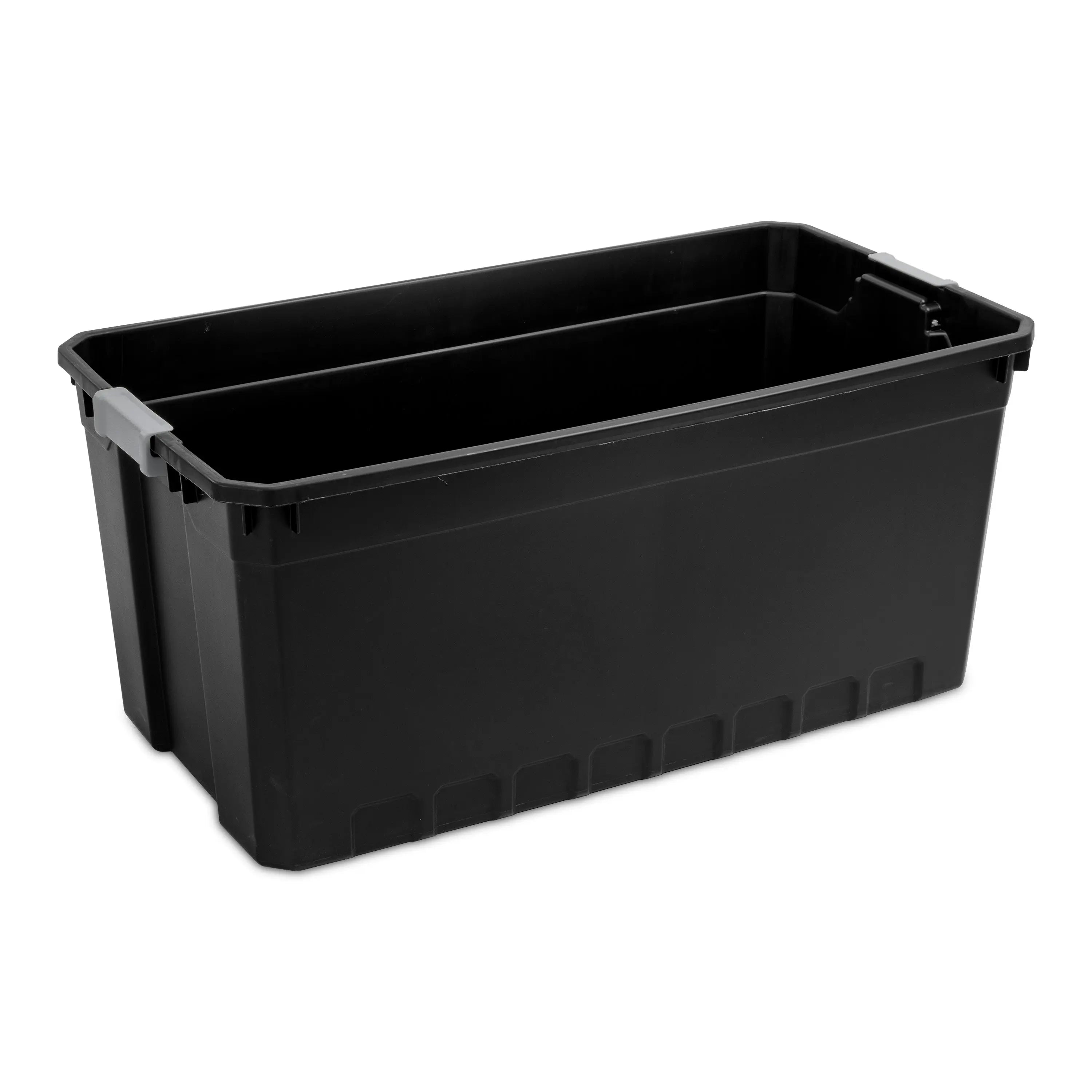 Sterilite 50 Gallon Stacker Tote Plastic, Black, Set of 3 Hand C Mart