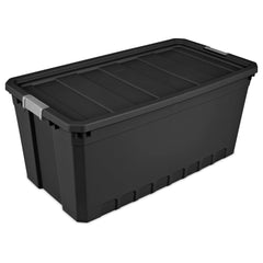 Sterilite 50 Gallon Stacker Tote Plastic, Black, Set of 3 Hand C Mart