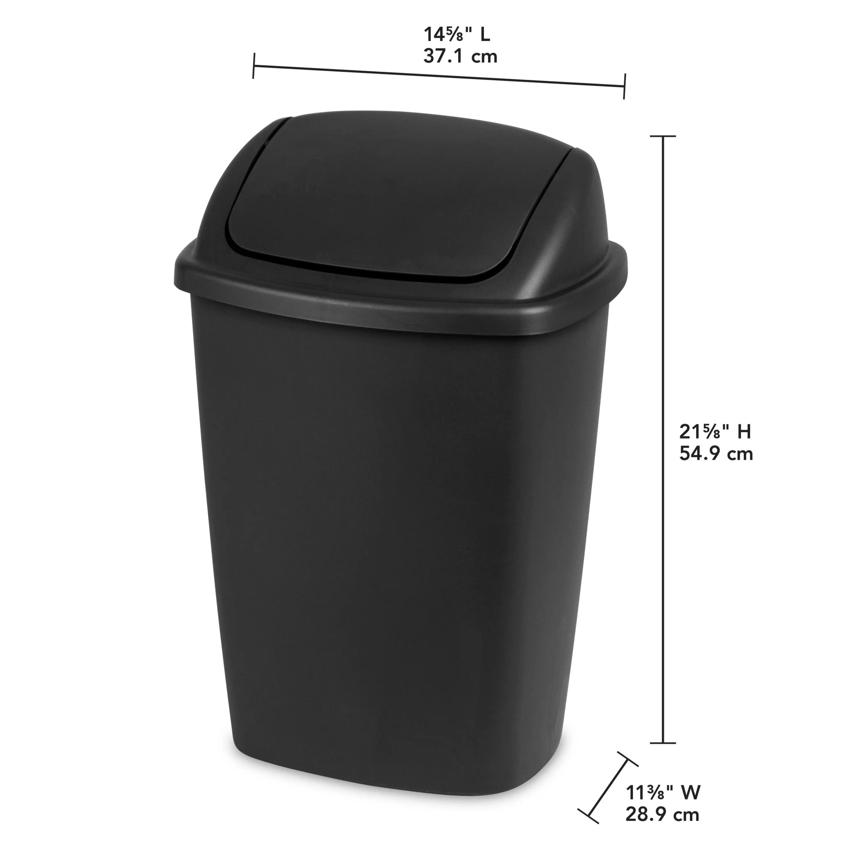 Sterilite 7.5 Gallon SwingTop Trash Can, Plastic, Kitchen, Black Trash Can Hand C Mart