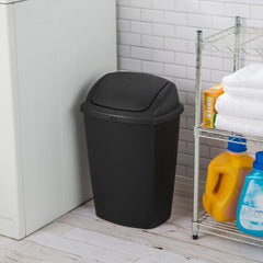 Sterilite 7.5 Gallon SwingTop Trash Can, Plastic, Kitchen, Black Trash Can Hand C Mart