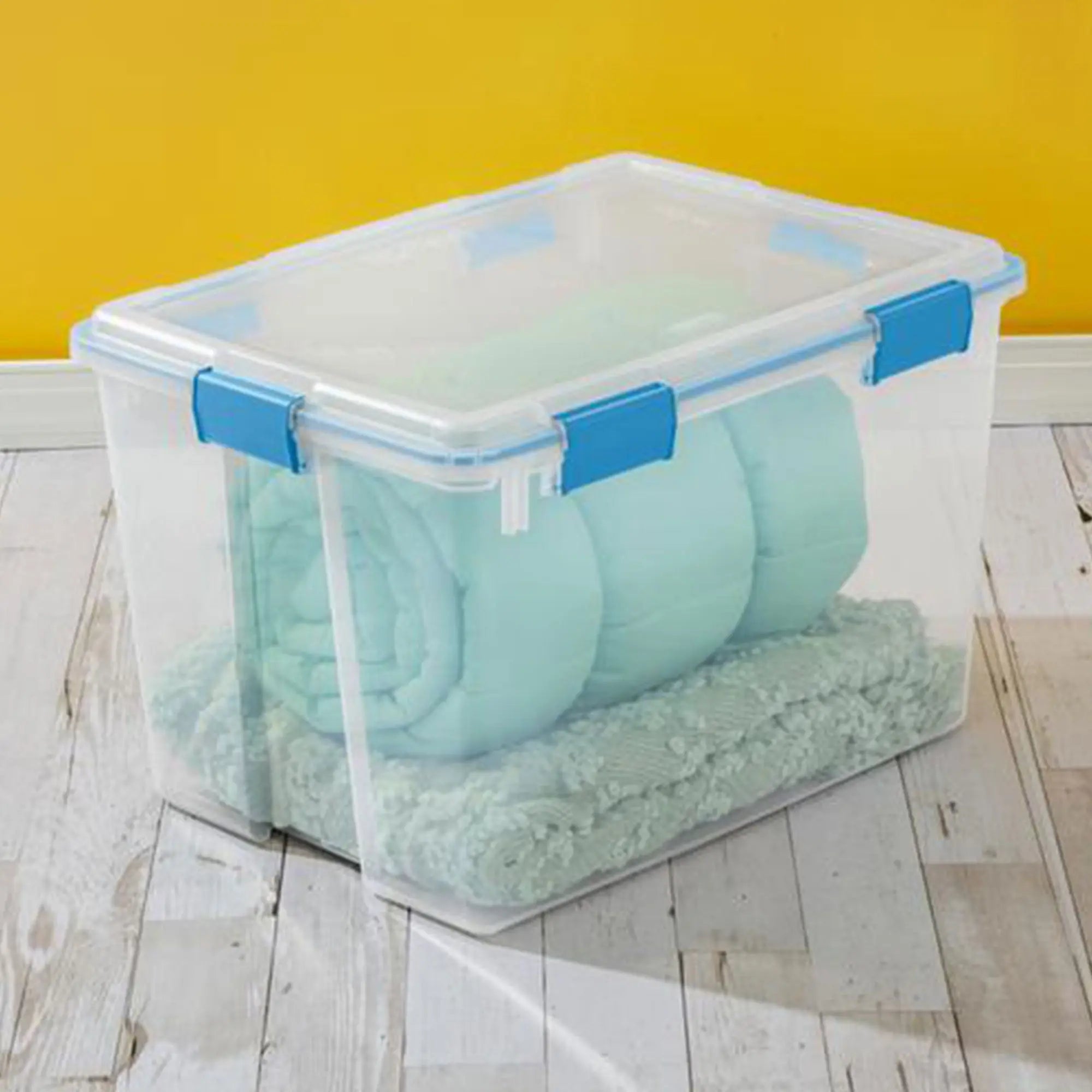 Sterilite 80-Quart Clear Plastic Stackable Storage Bin w/ Clear Gasket Latch Lid Hand C Mart