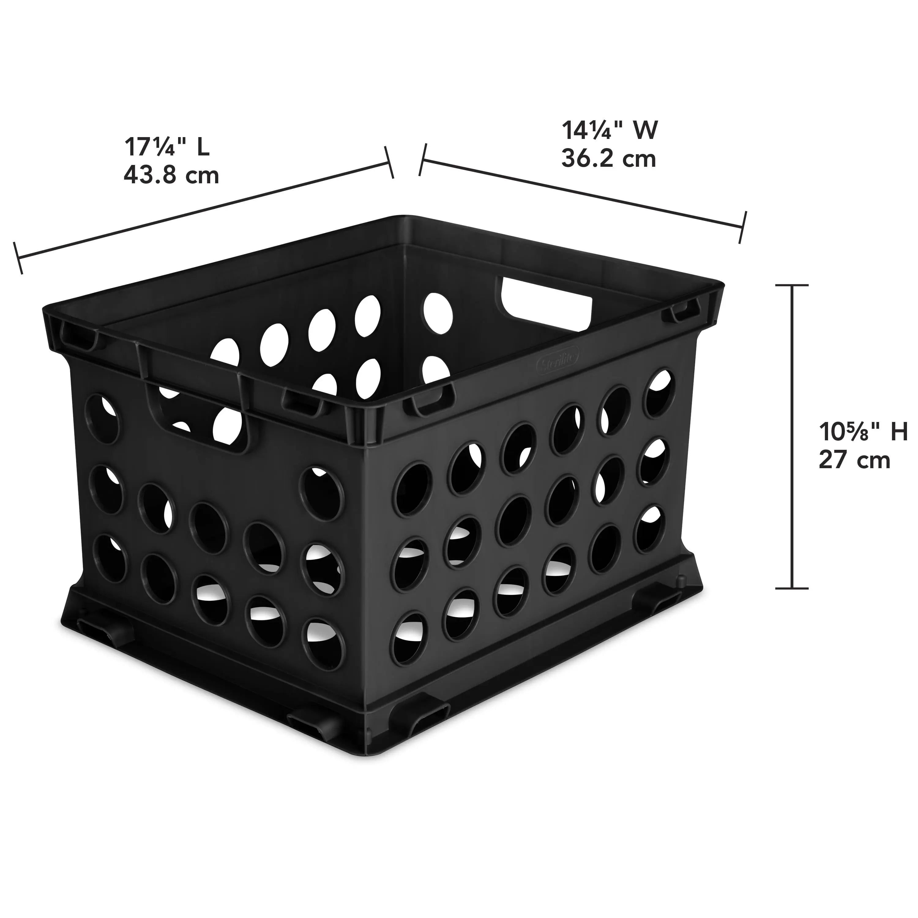 Sterilite File Crate, Plastic, Black, Set of 6 Hand C Mart