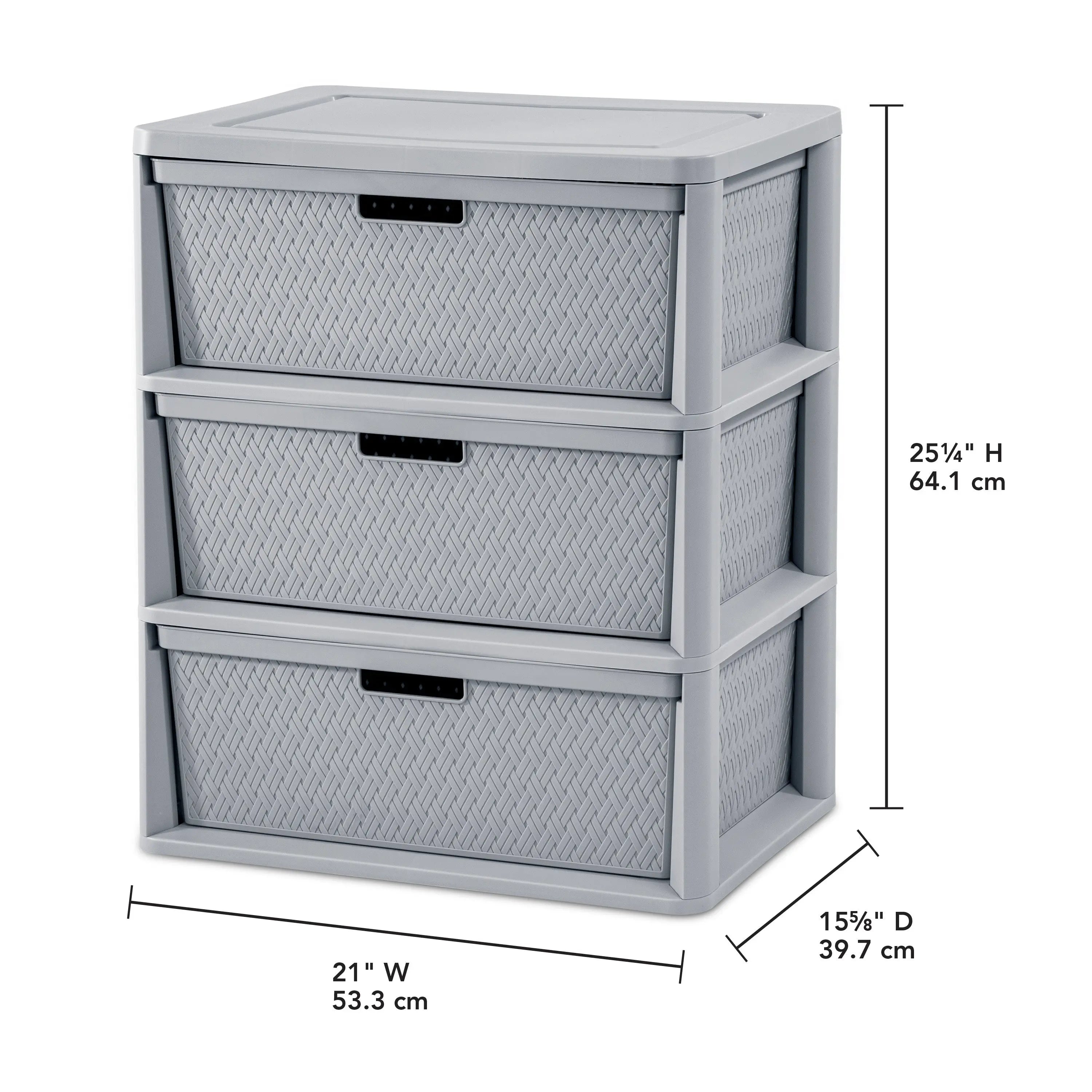 Close-up of Sterilite Cross-Weave design and carry-through handles
