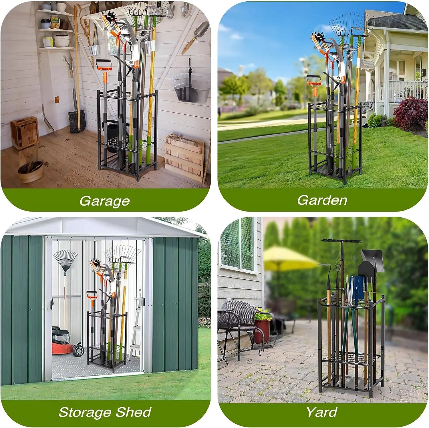 Sttoraboks Garden Tool Organizer, Yard Tool Tower Rack for Garage Organization and Storage Hand C Mart