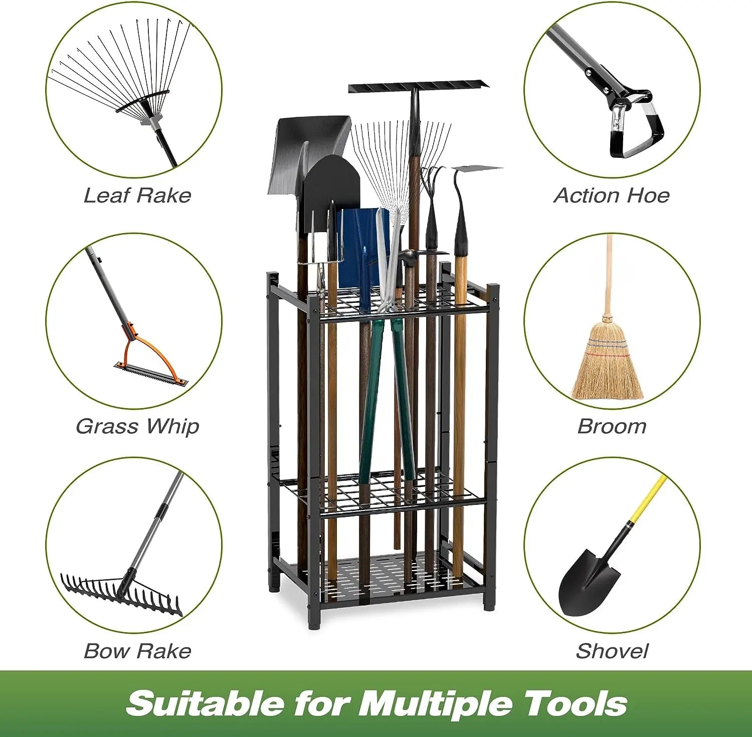 Sttoraboks Garden Tool Organizer, Yard Tool Tower Rack for Garage Organization and Storage Hand C Mart