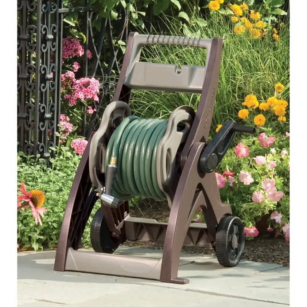 Suncast 175 ft. Hosemobile Hose Reel Cart, Mocha and Taupe Hand C Mart