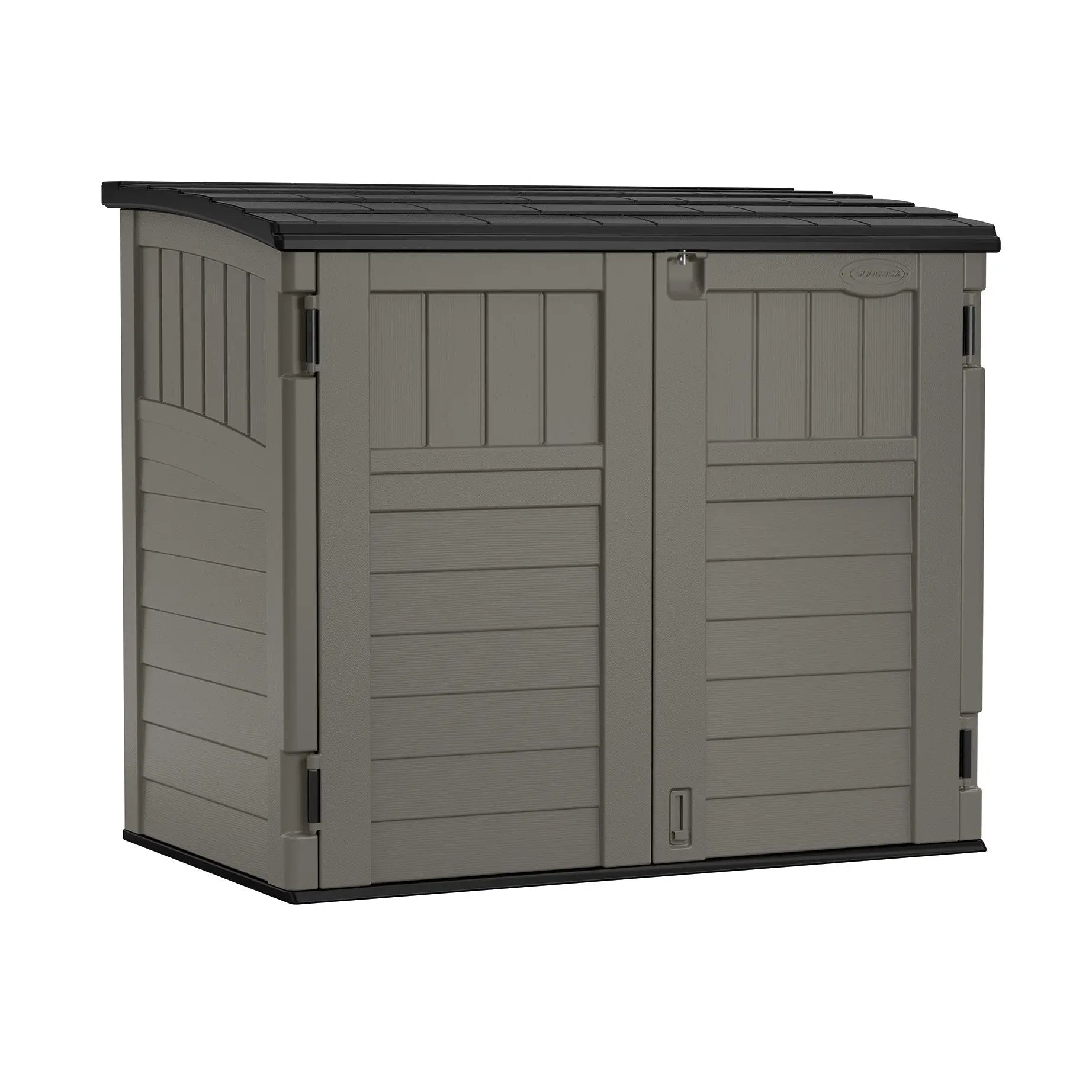 Suncast Modernist Horizontal Low-Profile Storage Shed, Gray, 3 Doors, 4'x2.5', covers 34 Cubic feet Hand C Mart