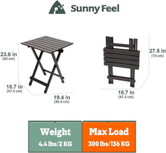 SunnyFeel Aluminum Folding Camping Table, 18 Inch Side Table Small Lightweight Portable (Brown) Hand C Mart