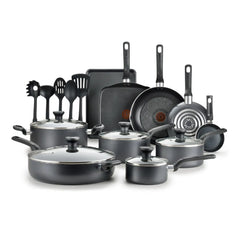 T-fal Easy Care, 20 Piece Non-Stick Pots and Pans Cookware Set, Grey Hand C Mart