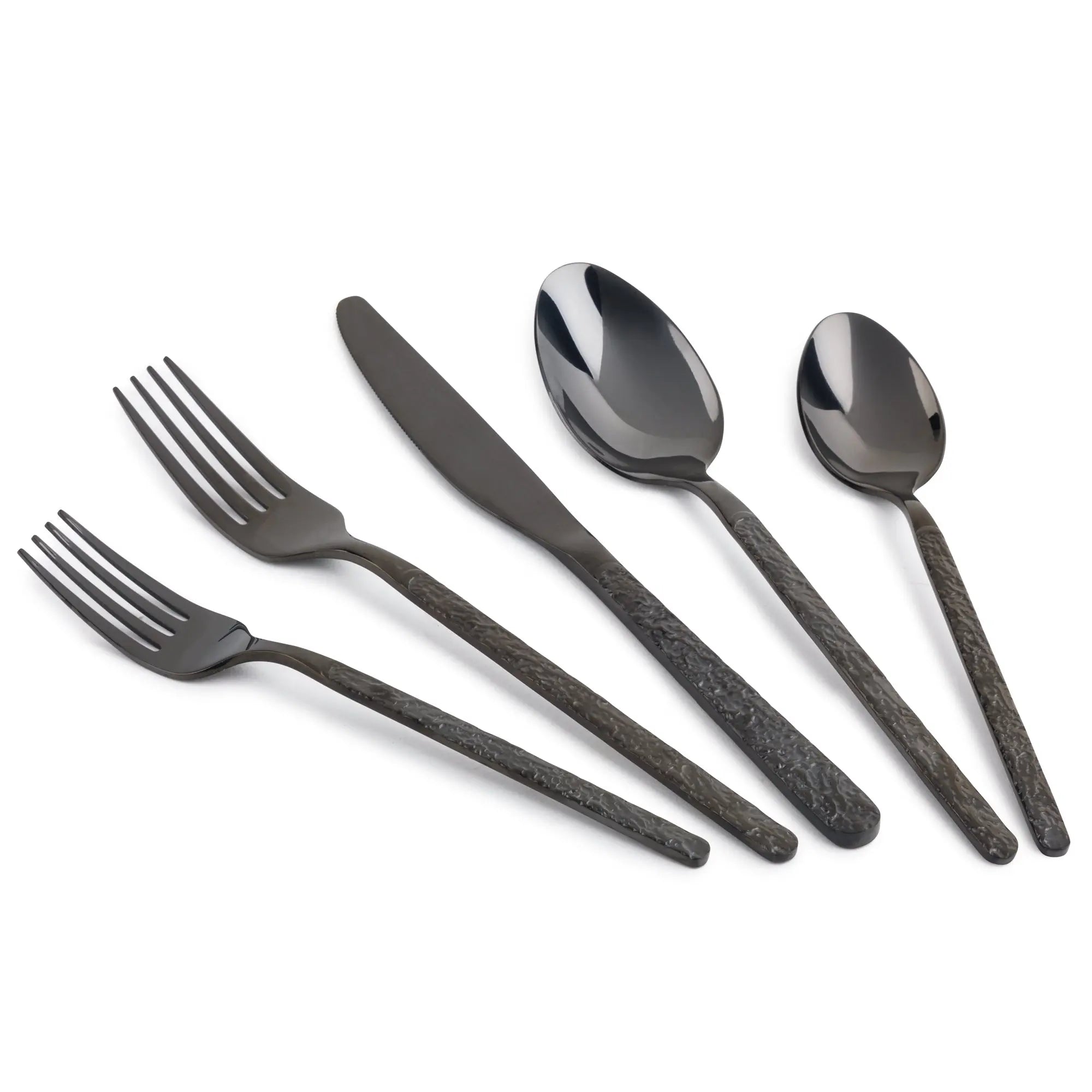 Thyme & Table 20-Piece Lumi Stainless Steel Flatware Set, Black Hand C Mart