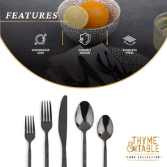 Thyme & Table 20-Piece Lumi Stainless Steel Flatware Set, Black Hand C Mart