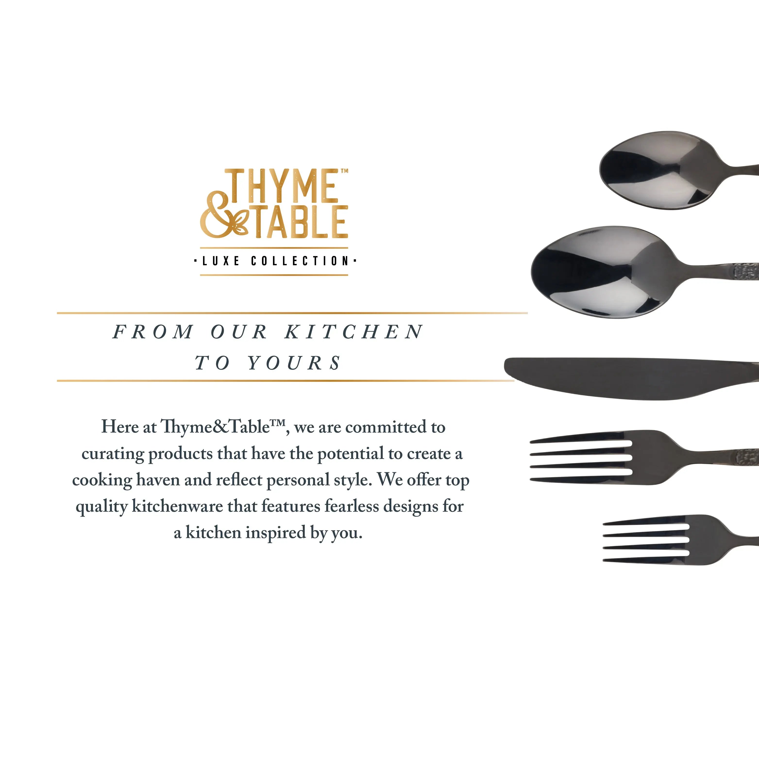 Thyme & Table 20-Piece Lumi Stainless Steel Flatware Set, Black Hand C Mart