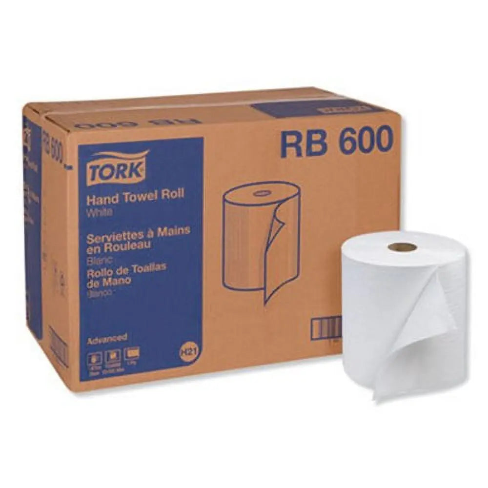 Tork Advanced Hardwound Roll Towel, One-Ply, 7.88" x 600 ft, White, 12 Rolls/Carton -TRKRB600 Hand C Mart