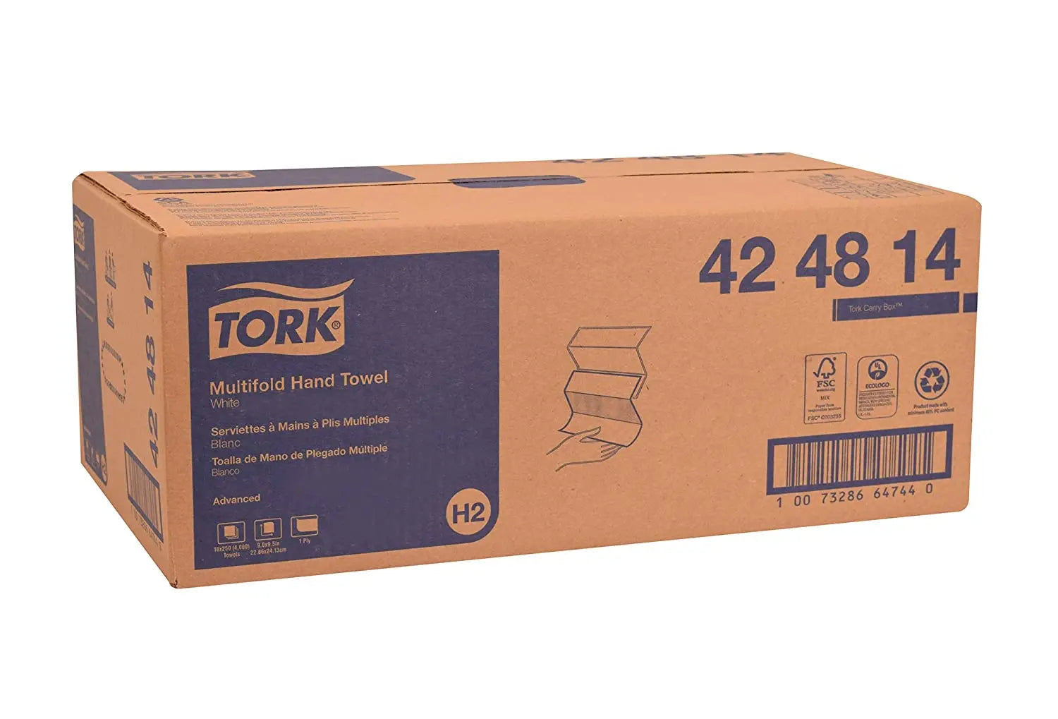 Tork Advanced Multifold Hand Towel, 9 x 9.5, White, 250/Pack, 16 Packs/Carton -TRK424824 Hand C Mart