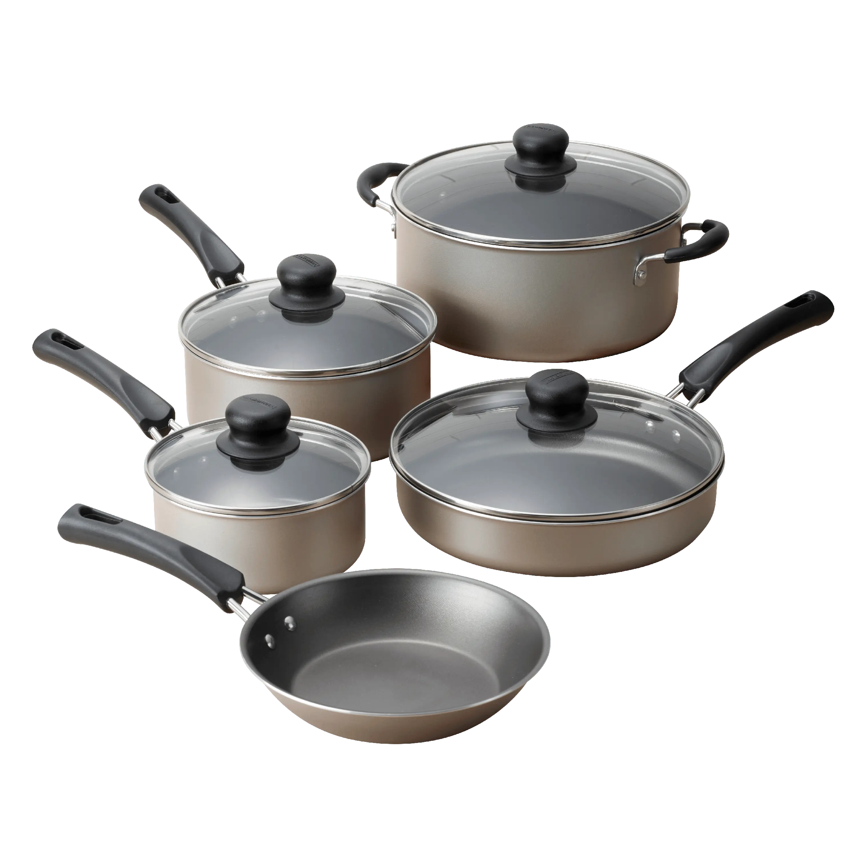 Tramontina 9-Piece Non-Stick Cookware Set, Champagne Hand C Mart