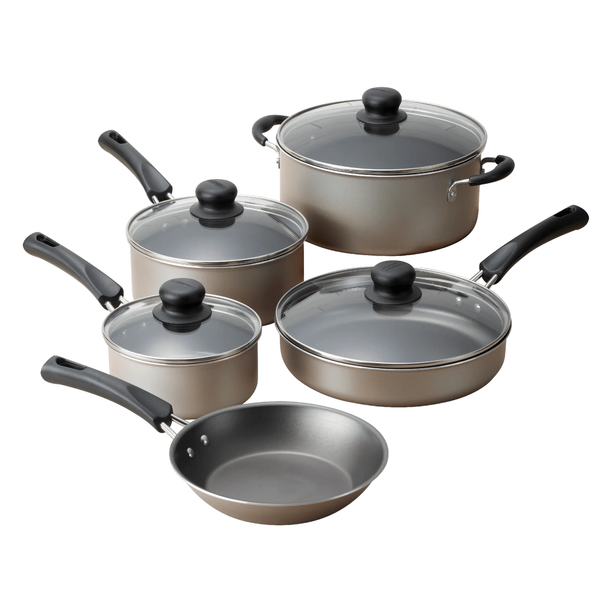 Tramontina 9-Piece Non-Stick Cookware Set, Champagne Hand C Mart