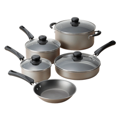 Tramontina 9-Piece Non-Stick Cookware Set, Champagne Hand C Mart