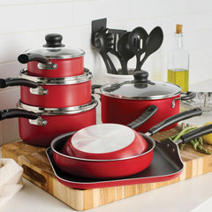 Tramontina Primaware 18 Piece Non-stick Cookware Set, Red Hand C Mart