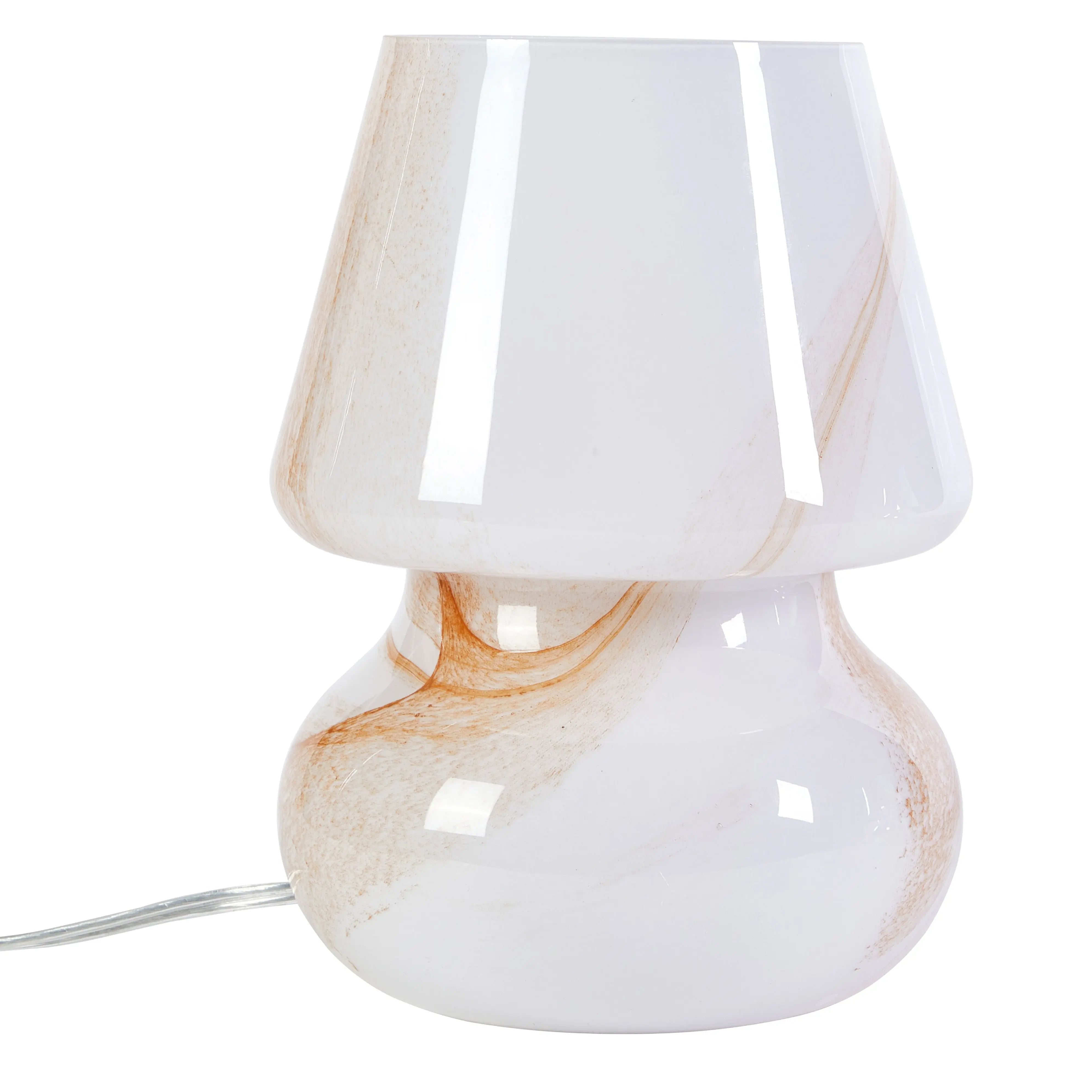 Urban Shop Brown Marble Glass Mushroom Lamp, 10" H x 7.5" W, Plug in Hand C Mart