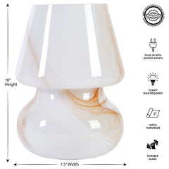 Urban Shop Brown Marble Glass Mushroom Lamp, 10" H x 7.5" W, Plug in Hand C Mart