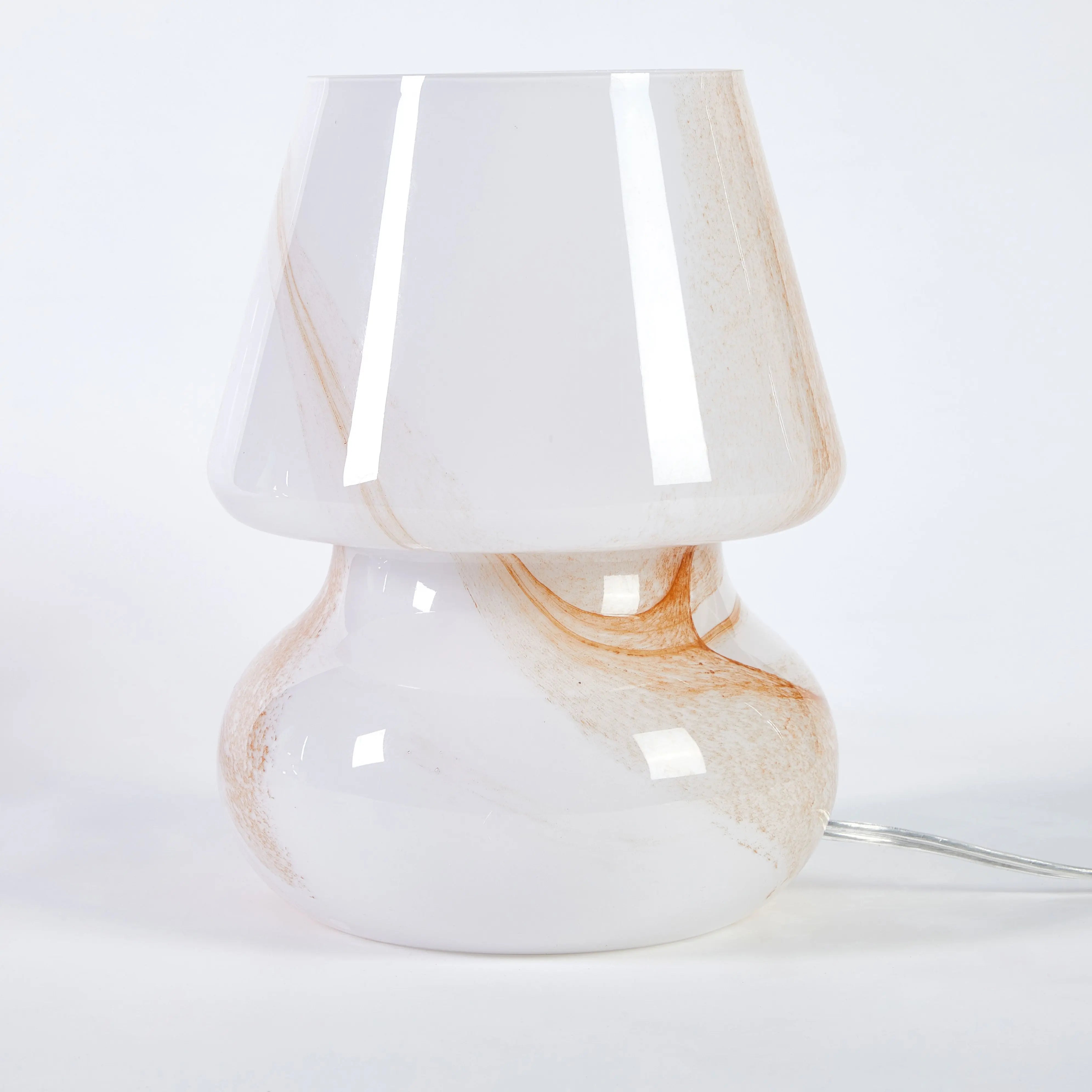 Urban Shop Brown Marble Glass Mushroom Lamp, 10" H x 7.5" W, Plug in Hand C Mart