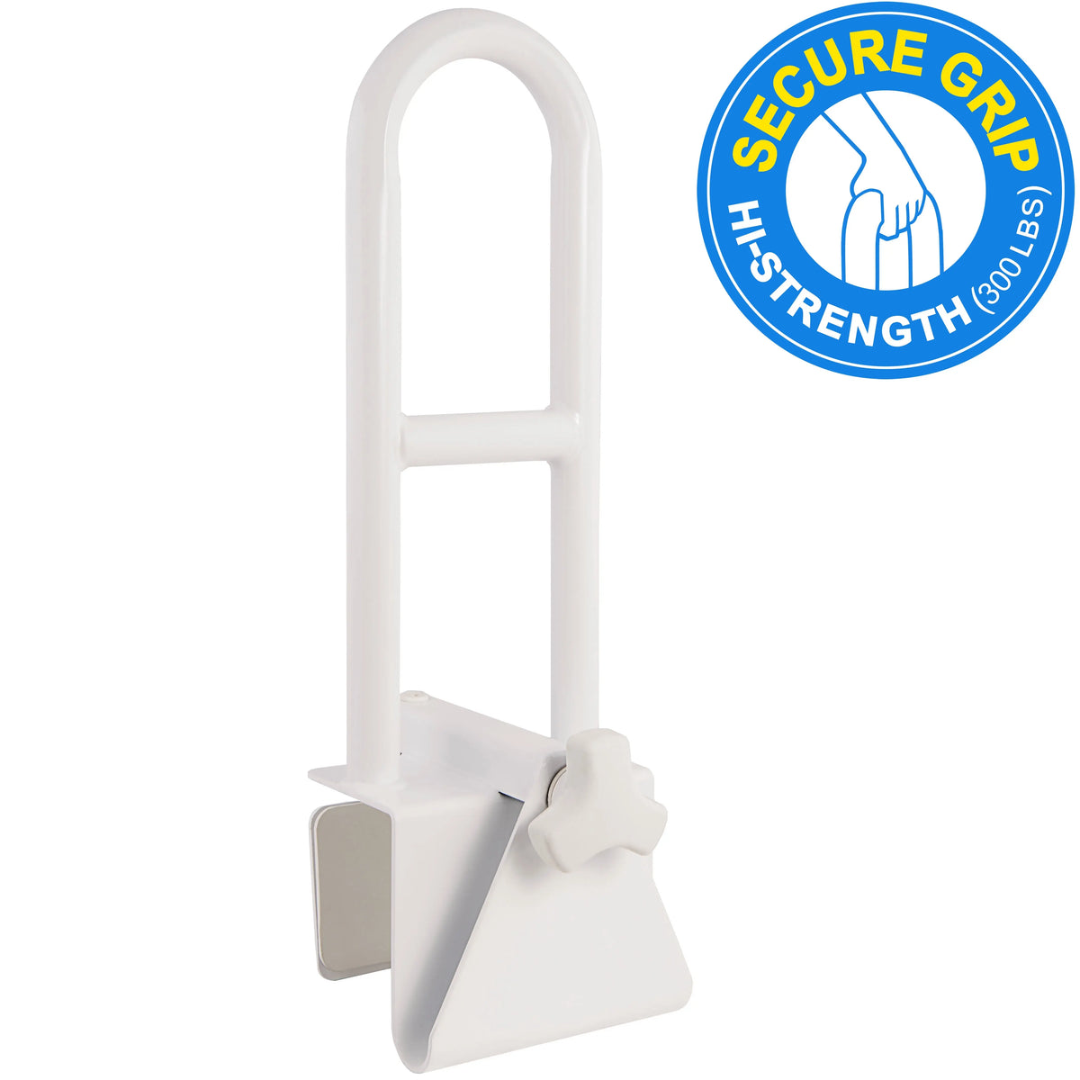 Vaunn Adjustable Bathtub Safety Rail Shower Grab Bar Handle, Stainless Steel, White Hand C Mart