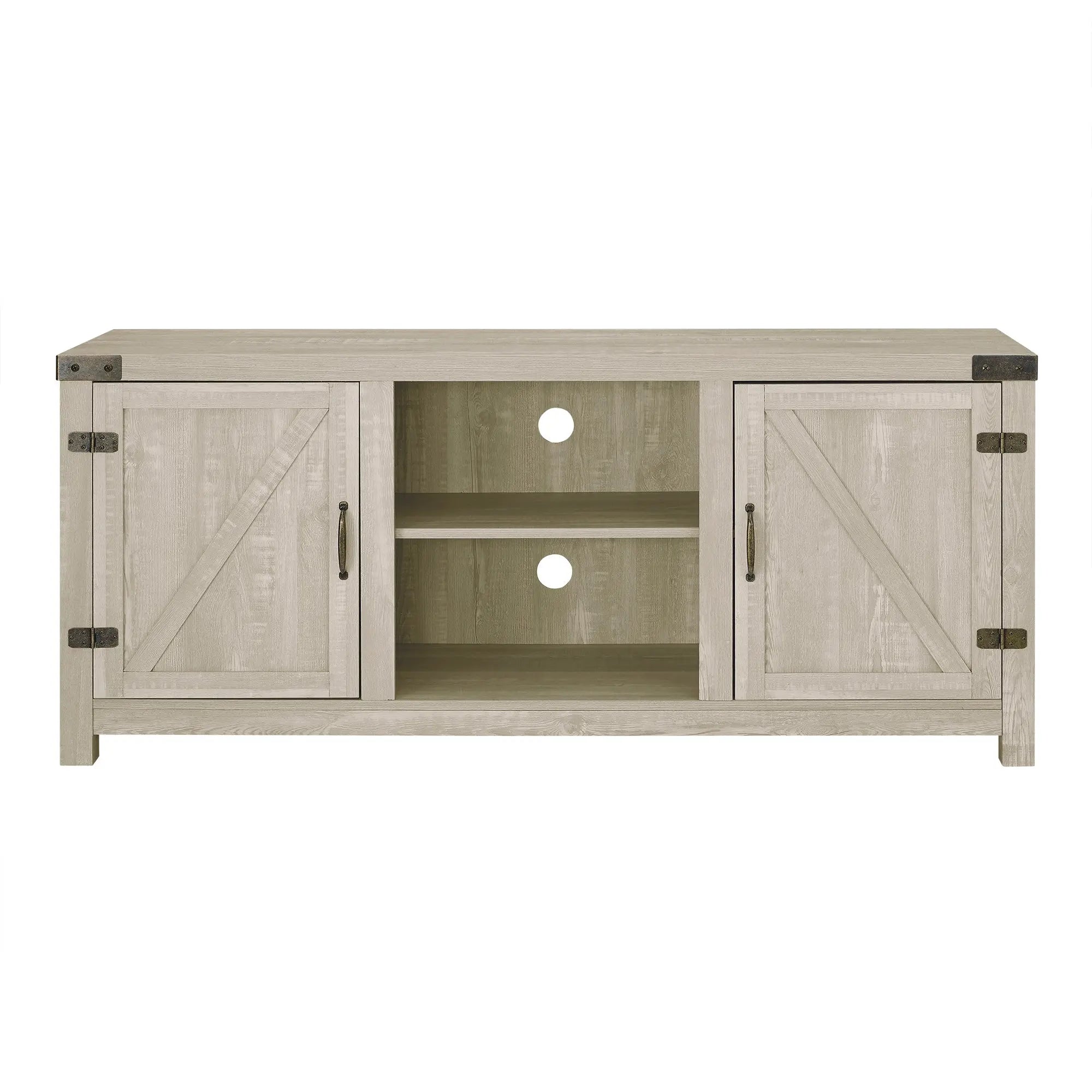 Walker Edison Modern Farmhouse Barn Door TV Stand for TVs up to 65", Stone Grey Hand C Mart