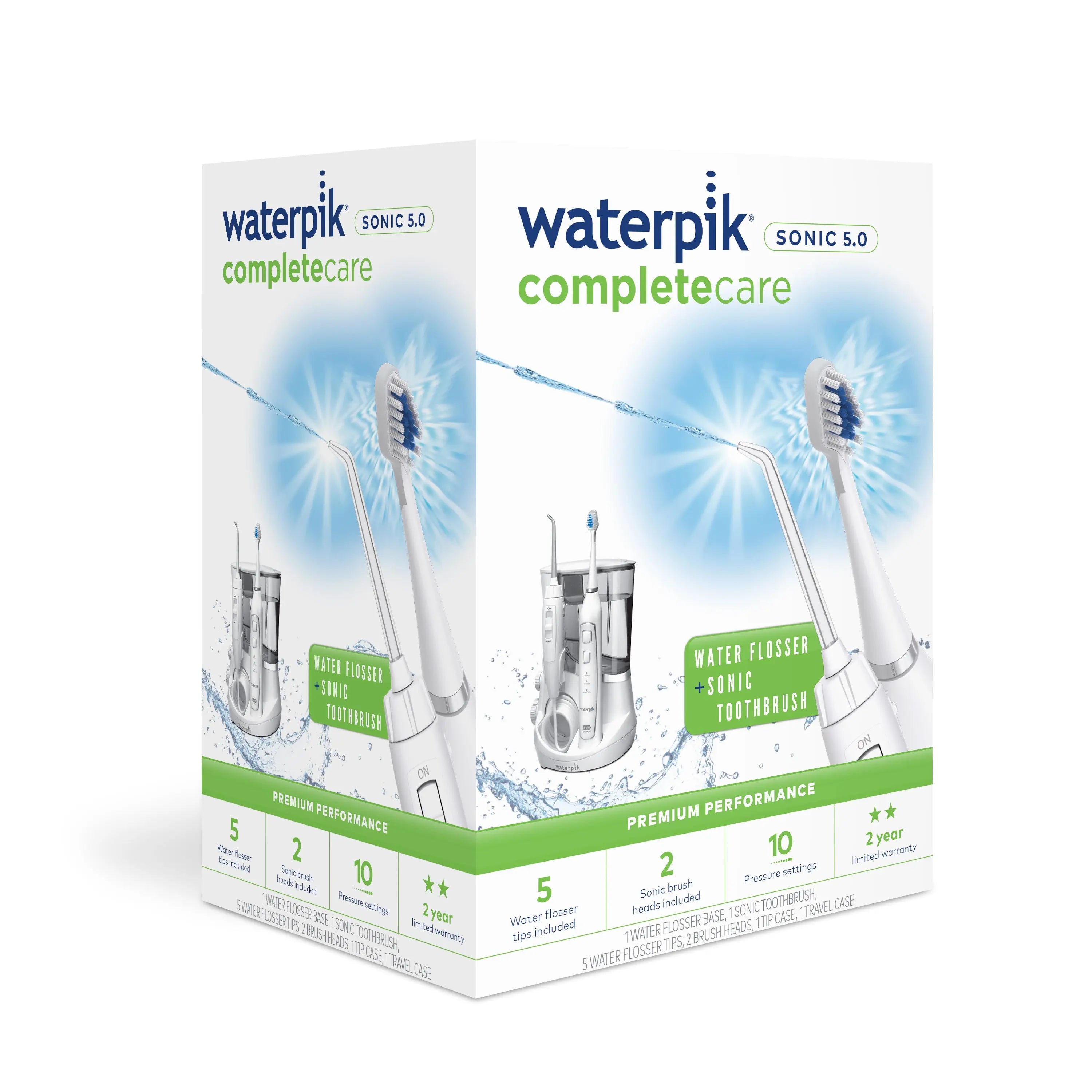 Waterpik Complete Care 5.0 Water Flosser + Sonic Electric Toothbrush, White Hand C Mart