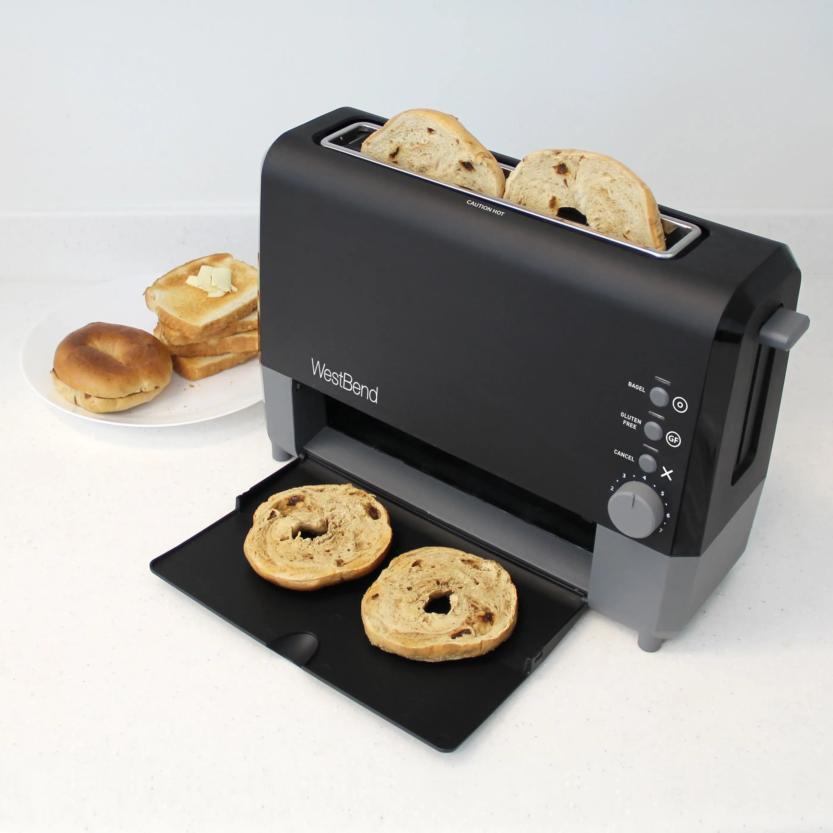 West Bend 2-slice toaster with wide slots for bagels and waffles
