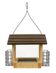 Wild Wings Cedar Hopper Feeder w/Suet 3QT 2 Cakes, Brown Hand C Mart