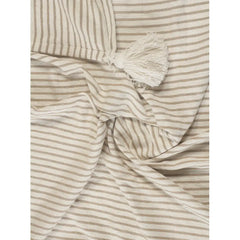 Woven Paths Striped Throw Blanket with Tassels, Ivory / Beige, 50" x 60" Hand C Mart