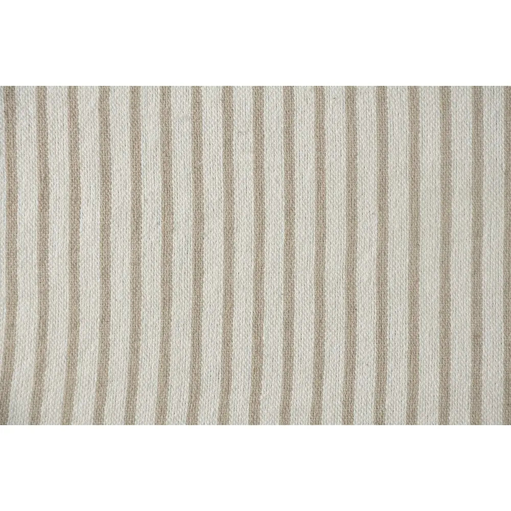 Woven Paths Striped Throw Blanket with Tassels, Ivory / Beige, 50" x 60" Hand C Mart