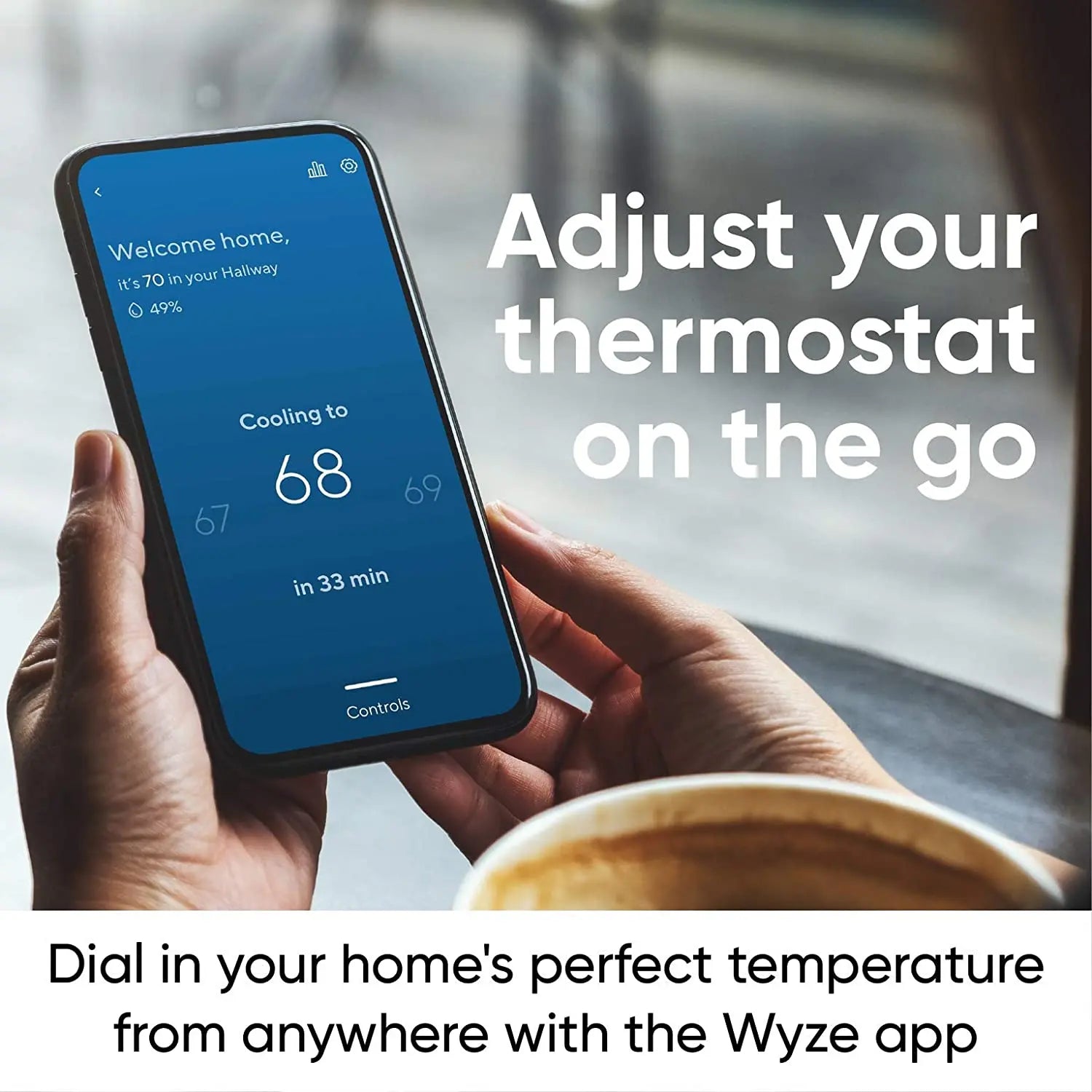 Wyze Smart Wifi Thermostat for Home with App Control, Black Hand C Mart