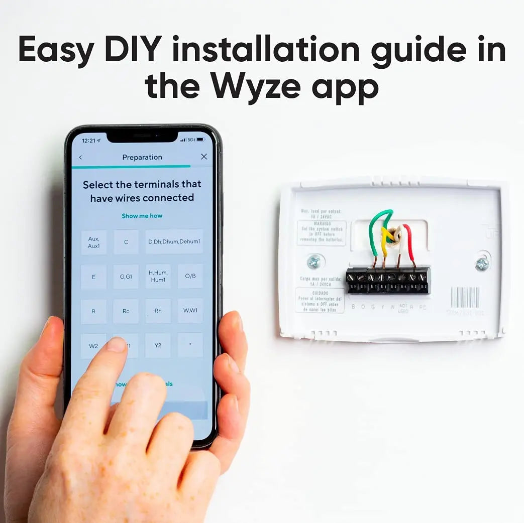 Wyze Smart Wifi Thermostat for Home with App Control, Black Hand C Mart