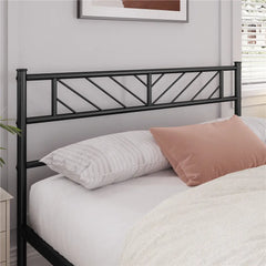 Yaheetech Metal Platform Queen Bed with Arrow Design Headboard and Footboard,Black Hand C Mart