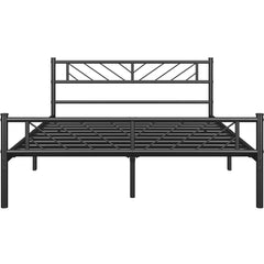 Yaheetech Metal Platform Queen Bed with Arrow Design Headboard and Footboard,Black Hand C Mart