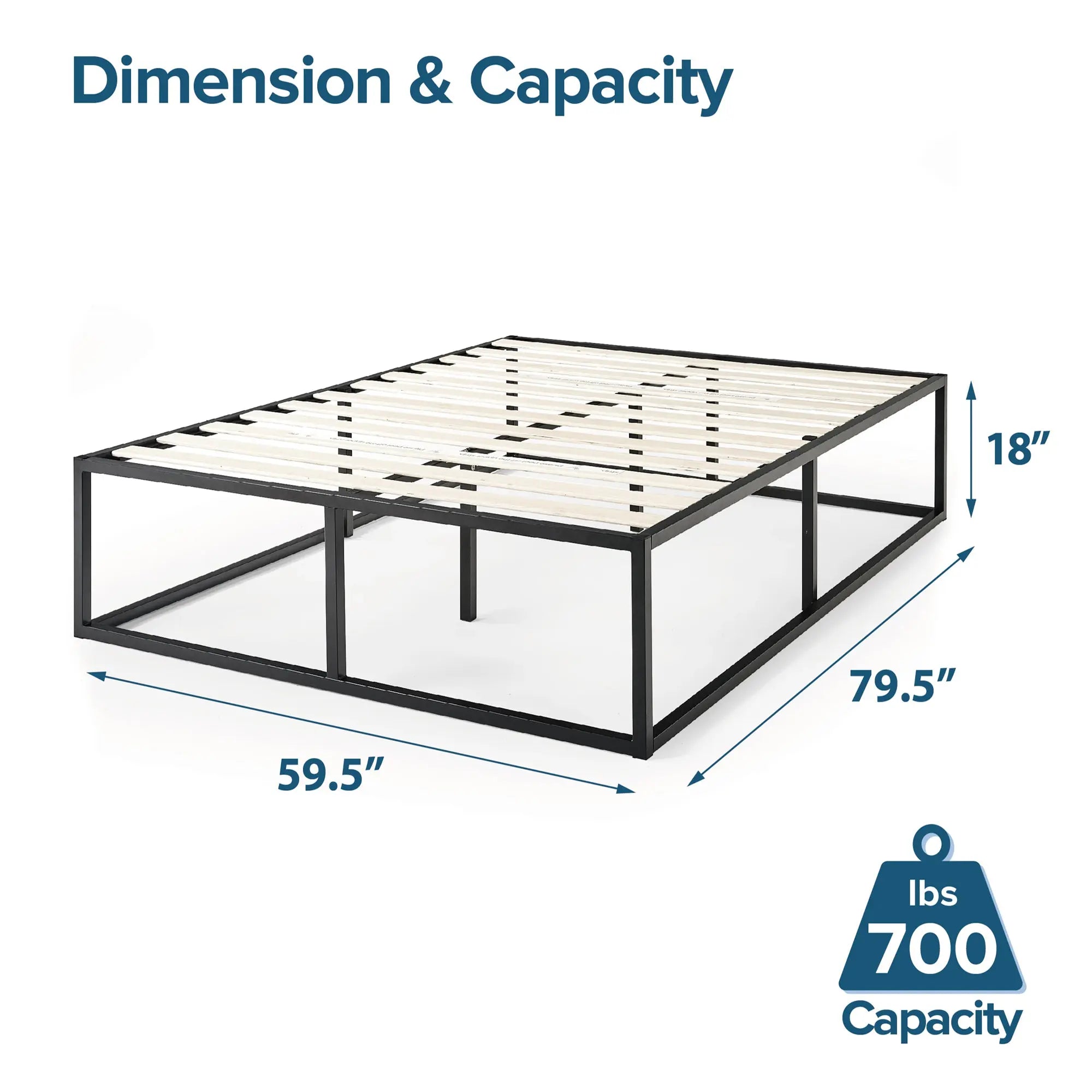 ZINUS Joseph Metal Platforma Bed Frame, Mattress Foundation, Wood Slat Support, No Box Spring Needed, Sturdy Steel Structure, Queen Hand C Mart