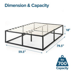 ZINUS Joseph Metal Platforma Bed Frame, Mattress Foundation, Wood Slat Support, No Box Spring Needed, Sturdy Steel Structure, Queen Hand C Mart