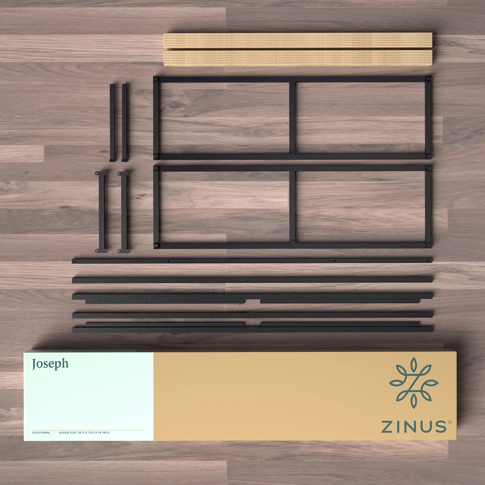 ZINUS Joseph Metal Platforma Bed Frame, Mattress Foundation, Wood Slat Support, No Box Spring Needed, Sturdy Steel Structure, Queen Hand C Mart