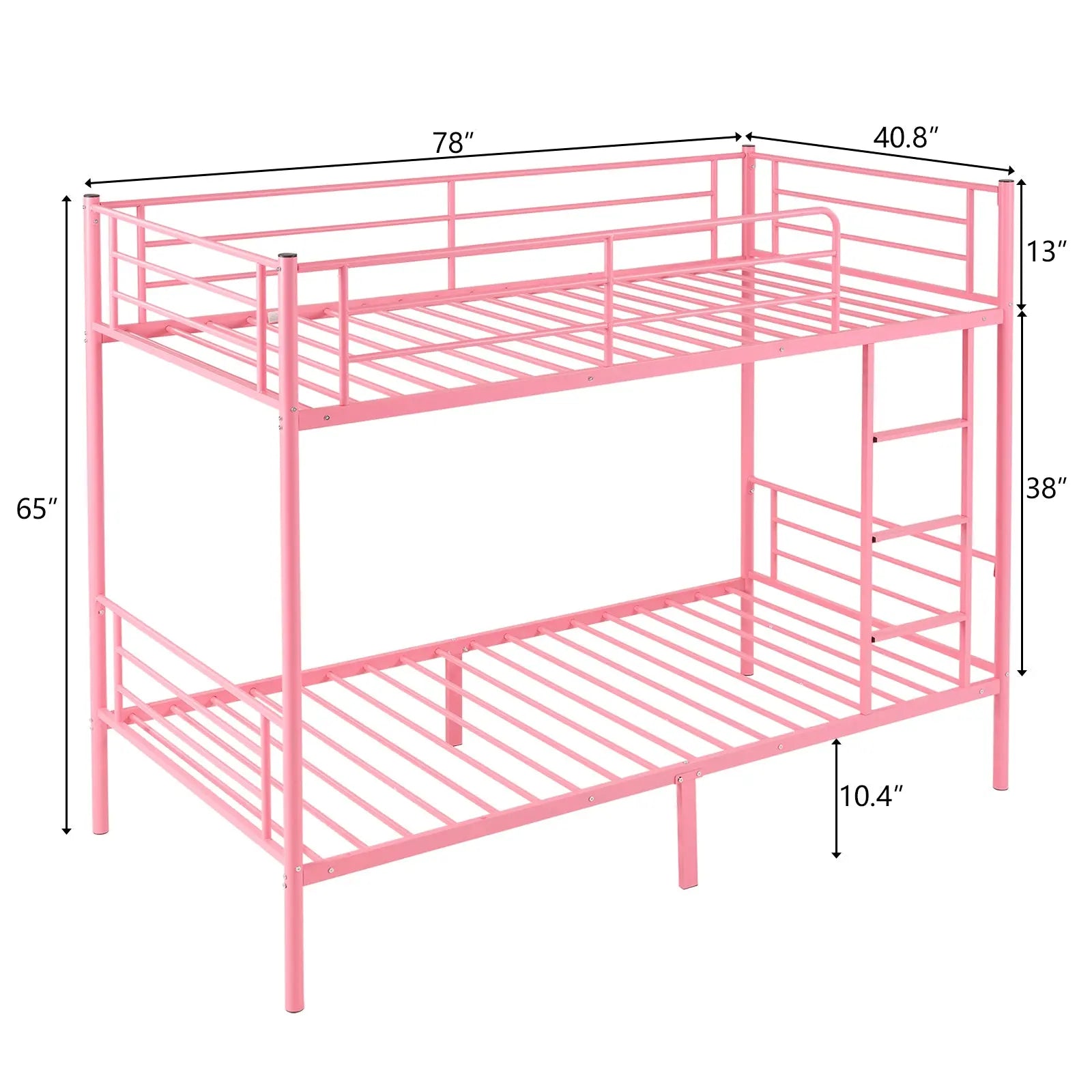 Zimtown Twin over Twin Steel Bunk Beds Frame Ladder Bedroom Dorm Room for Kids Adult Children,Pink Hand C Mart